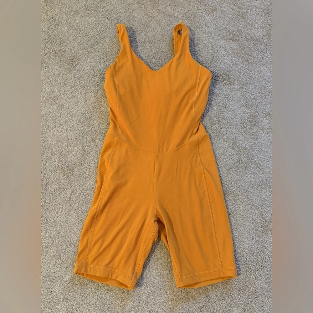 Lululemon Align Onesie 8” Autumn Orange Size 6 Nulu Built-In Bra Rare Color